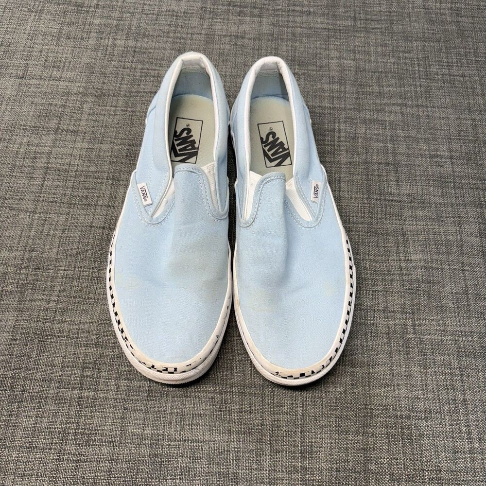 Vans Slip-On Cool Blue Check Foxing Skate Shoes Unisex Size Men's 8 Women's 9.5